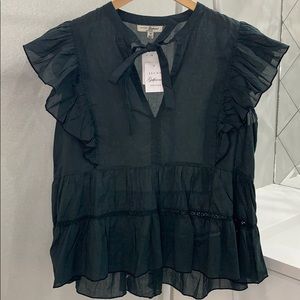JACHS Girlfriend // Deep Green Ruffle Blouse
